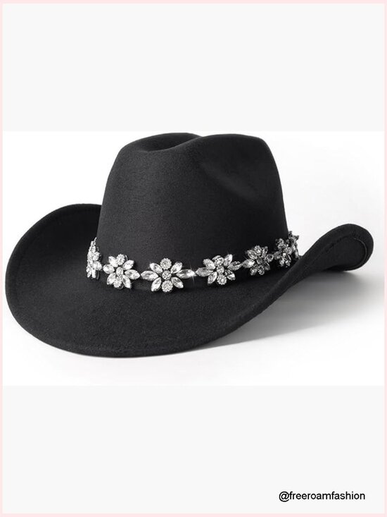 Sparkly Rhinestone Cowboy Hat for Women Cowgirl Hat Party main image 4
